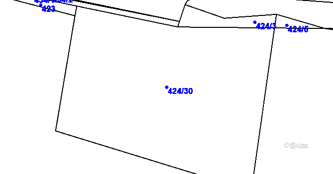 Parcela st. 424/30 v KÚ Královice u Zlonic, Katastrální mapa