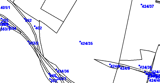 Parcela st. 424/35 v KÚ Královice u Zlonic, Katastrální mapa