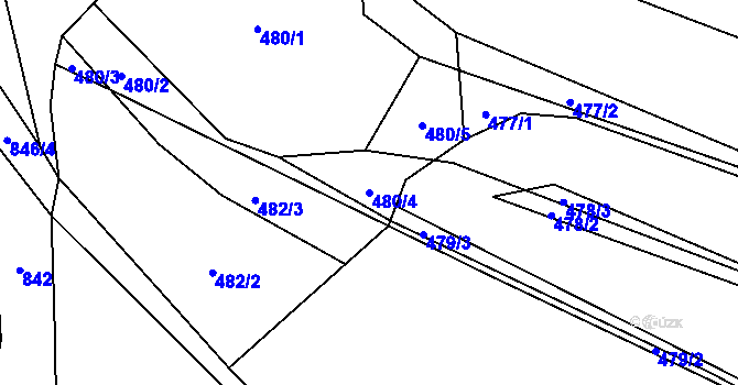 Parcela st. 480/4 v KÚ Královice u Zlonic, Katastrální mapa