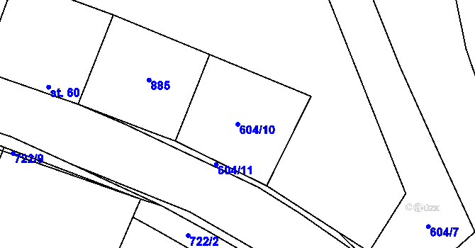 Parcela st. 604/10 v KÚ Královice u Zlonic, Katastrální mapa