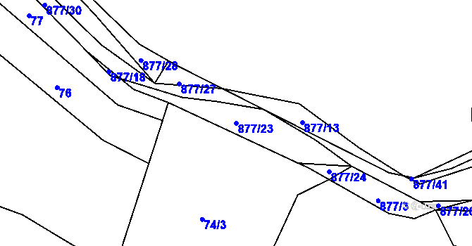 Parcela st. 877/23 v KÚ Královice u Zlonic, Katastrální mapa