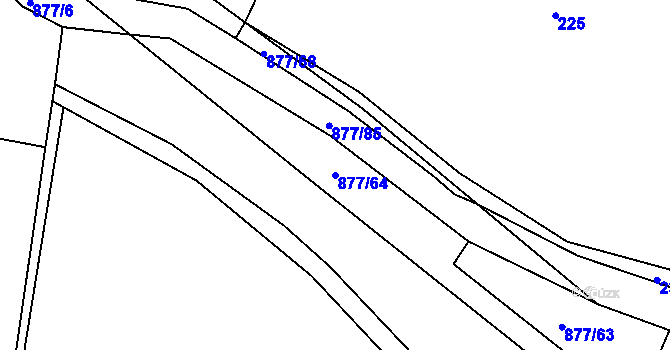 Parcela st. 877/64 v KÚ Královice u Zlonic, Katastrální mapa