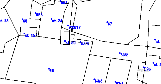 Parcela st. 63/5 v KÚ Královice u Zlonic, Katastrální mapa