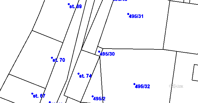 Parcela st. 495/30 v KÚ Královice u Zlonic, Katastrální mapa