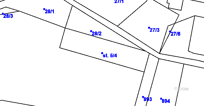 Parcela st. 5/4 v KÚ Královice u Zlonic, Katastrální mapa