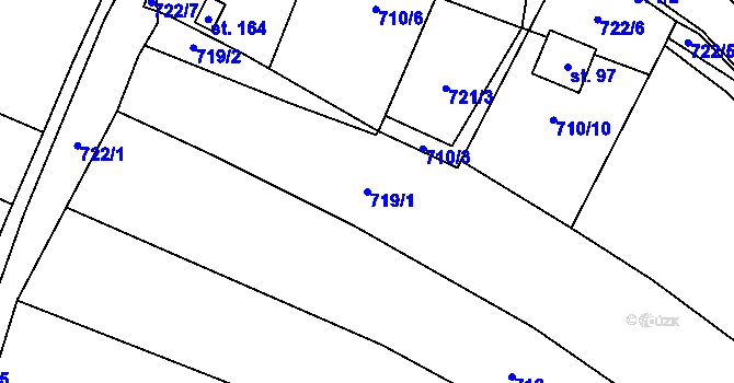 Parcela st. 719/1 v KÚ Královice u Zlonic, Katastrální mapa