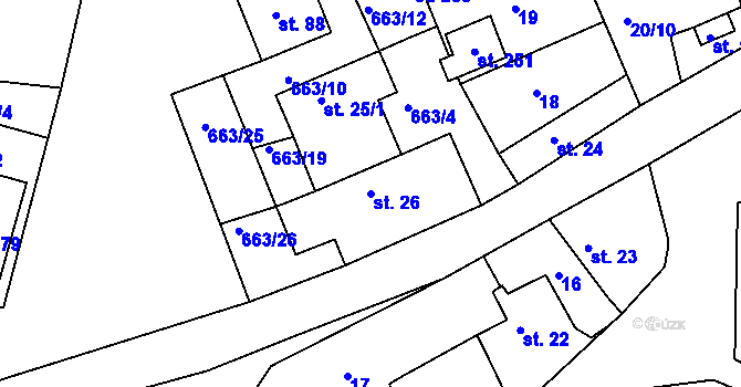 Parcela st. 26 v KÚ Dřínov, Katastrální mapa
