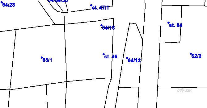 Parcela st. 46 v KÚ Dřínov, Katastrální mapa