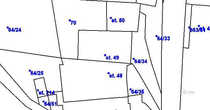Parcela st. 49 v KÚ Dřínov, Katastrální mapa