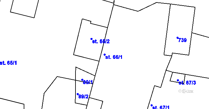 Parcela st. 66/1 v KÚ Dřínov, Katastrální mapa
