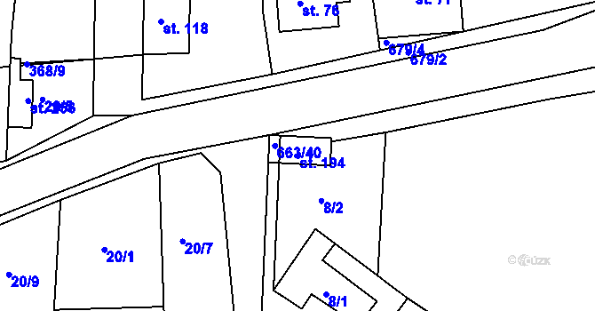Parcela st. 194 v KÚ Dřínov, Katastrální mapa