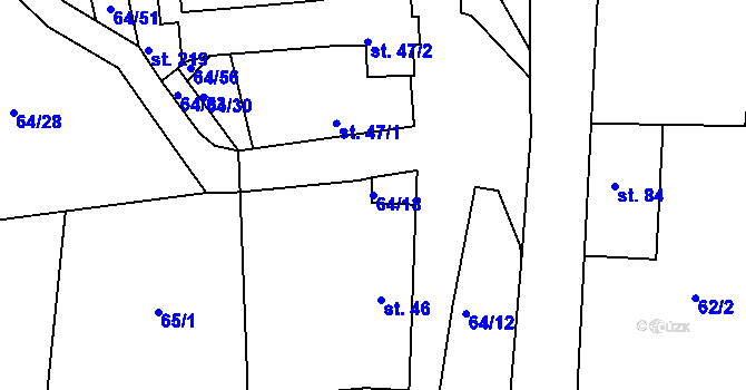 Parcela st. 64/18 v KÚ Dřínov, Katastrální mapa