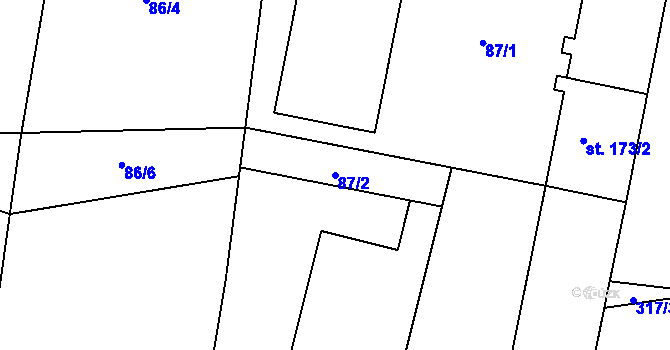 Parcela st. 87/2 v KÚ Dřínov, Katastrální mapa
