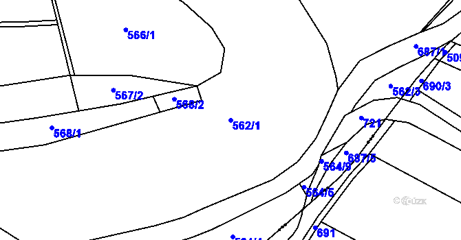 Parcela st. 562/1 v KÚ Dřínov, Katastrální mapa