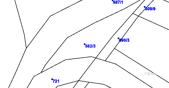 Parcela st. 562/3 v KÚ Dřínov, Katastrální mapa