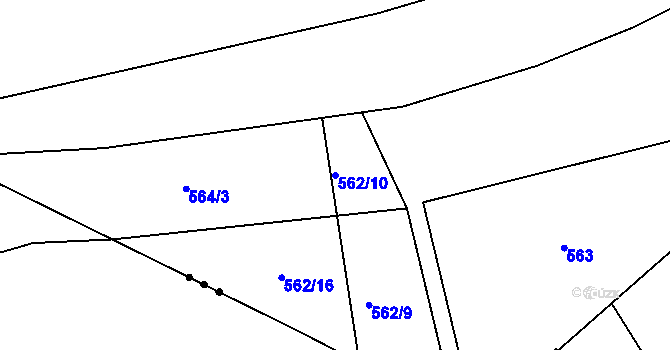 Parcela st. 562/10 v KÚ Dřínov, Katastrální mapa