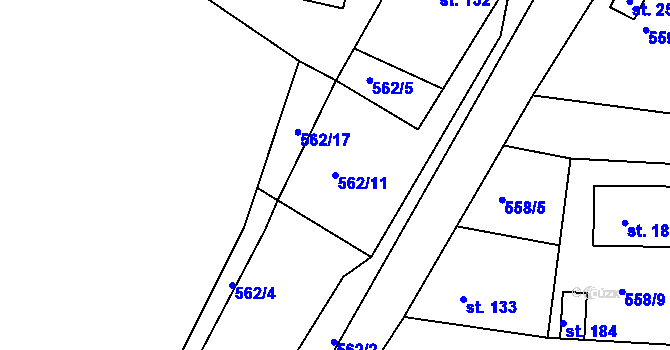 Parcela st. 562/11 v KÚ Dřínov, Katastrální mapa
