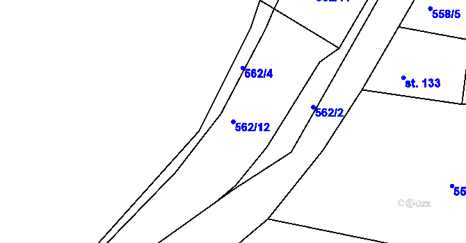 Parcela st. 562/12 v KÚ Dřínov, Katastrální mapa