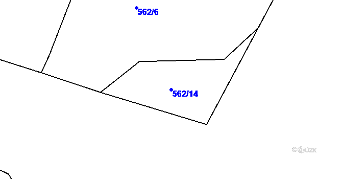 Parcela st. 562/14 v KÚ Dřínov, Katastrální mapa