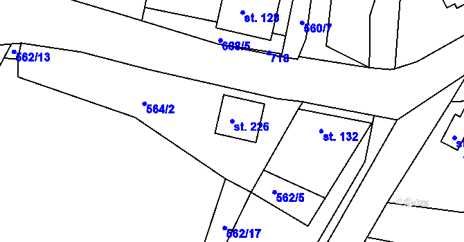 Parcela st. 226 v KÚ Dřínov, Katastrální mapa