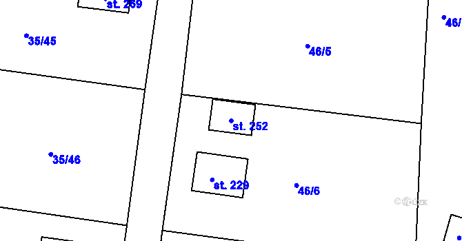 Parcela st. 252 v KÚ Dřínov, Katastrální mapa