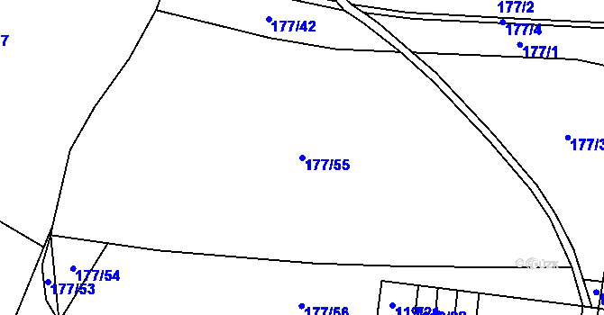 Parcela st. 177/55 v KÚ Dřínov, Katastrální mapa