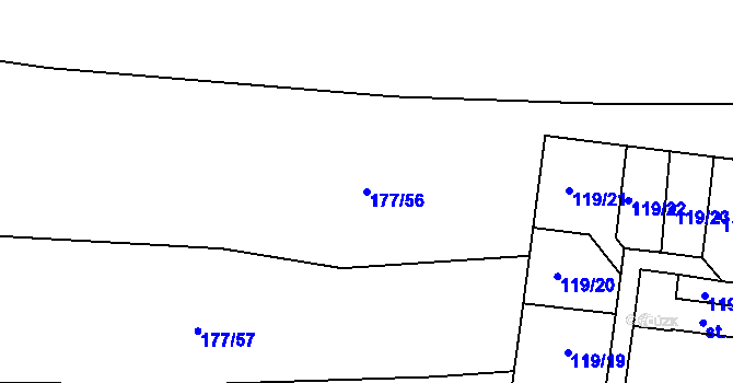 Parcela st. 177/56 v KÚ Dřínov, Katastrální mapa