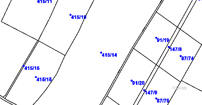 Parcela st. 415/14 v KÚ Dřínov, Katastrální mapa