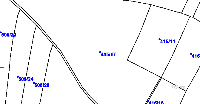 Parcela st. 415/17 v KÚ Dřínov, Katastrální mapa