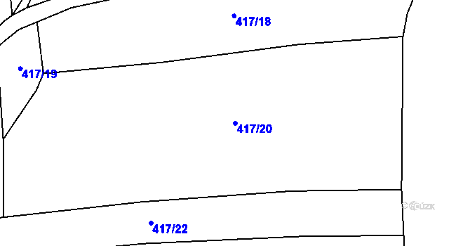 Parcela st. 417/20 v KÚ Dřínov, Katastrální mapa