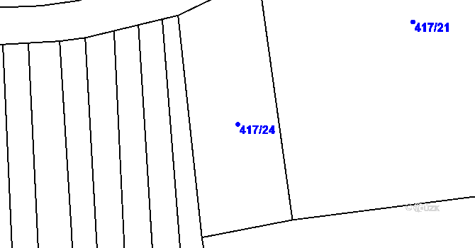Parcela st. 417/24 v KÚ Dřínov, Katastrální mapa