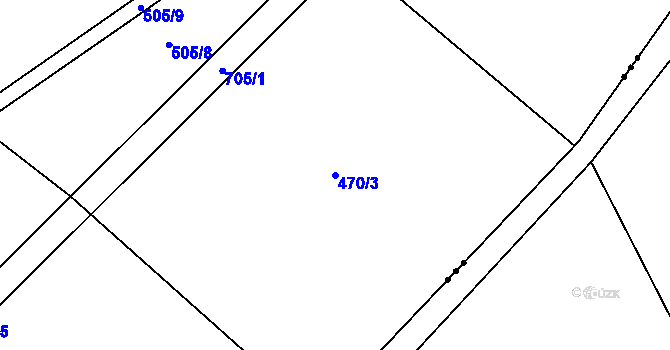 Parcela st. 470/3 v KÚ Dřínov, Katastrální mapa