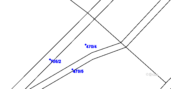 Parcela st. 470/4 v KÚ Dřínov, Katastrální mapa