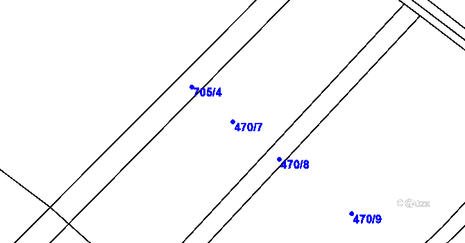 Parcela st. 470/7 v KÚ Dřínov, Katastrální mapa