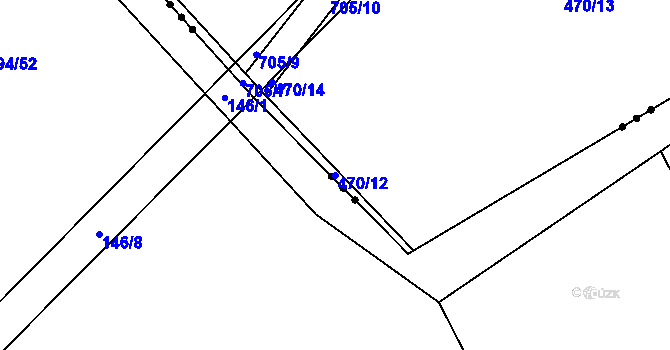 Parcela st. 470/12 v KÚ Dřínov, Katastrální mapa