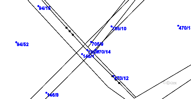 Parcela st. 470/14 v KÚ Dřínov, Katastrální mapa