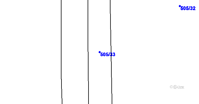 Parcela st. 505/33 v KÚ Dřínov, Katastrální mapa