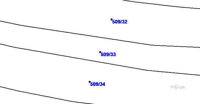 Parcela st. 509/33 v KÚ Dřínov, Katastrální mapa