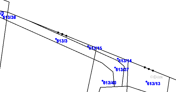 Parcela st. 613/15 v KÚ Dřínov, Katastrální mapa