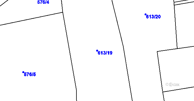 Parcela st. 613/19 v KÚ Dřínov, Katastrální mapa