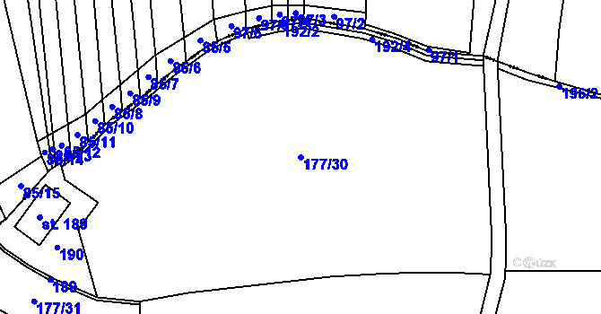 Parcela st. 177/30 v KÚ Dřínov, Katastrální mapa