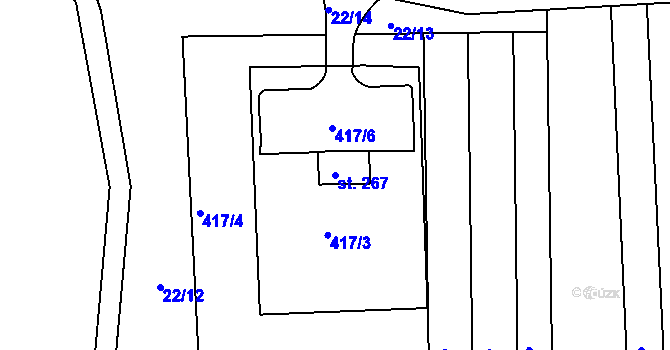 Parcela st. 267 v KÚ Dřínov, Katastrální mapa