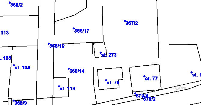 Parcela st. 273 v KÚ Dřínov, Katastrální mapa