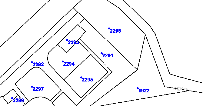 Parcela st. 2291 v KÚ Dřínov u Kroměříže, Katastrální mapa