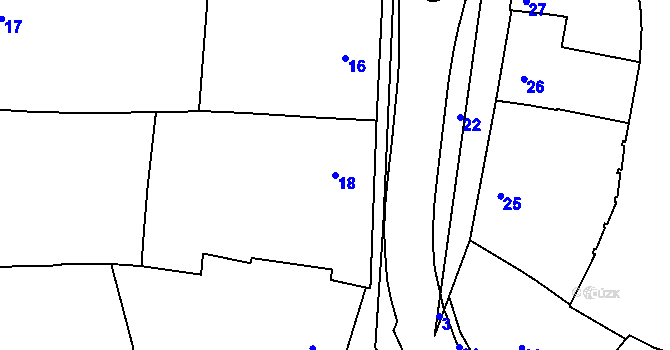 Parcela st. 18 v KÚ Dřínov u Kroměříže, Katastrální mapa