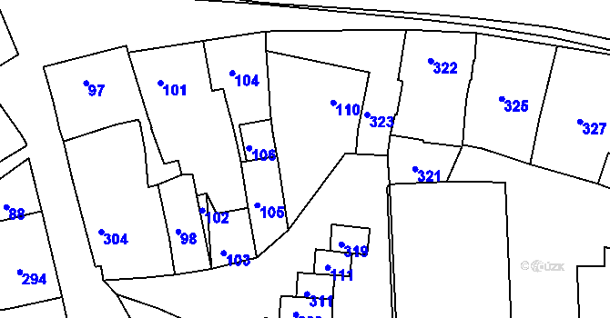 Parcela st. 112 v KÚ Dřínov u Kroměříže, Katastrální mapa