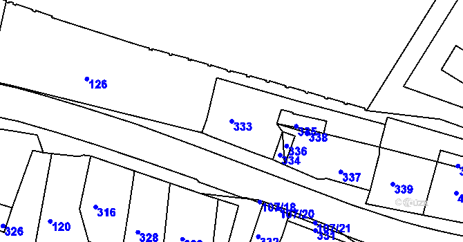 Parcela st. 333 v KÚ Dřínov u Kroměříže, Katastrální mapa