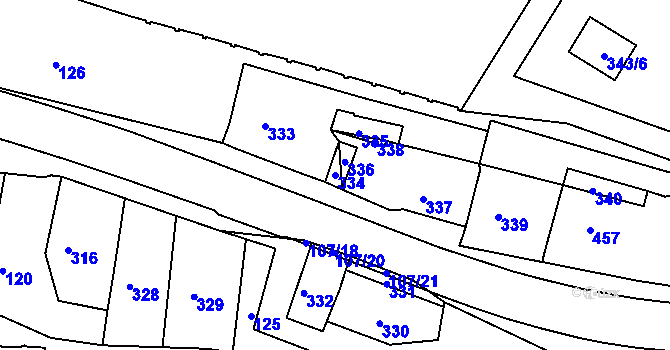 Parcela st. 334 v KÚ Dřínov u Kroměříže, Katastrální mapa