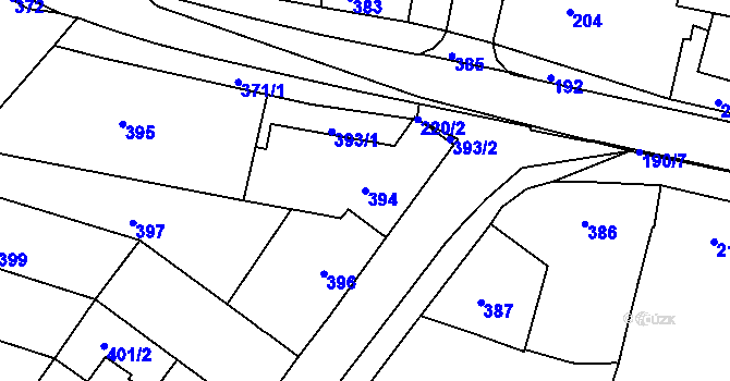 Parcela st. 394 v KÚ Dřínov u Kroměříže, Katastrální mapa