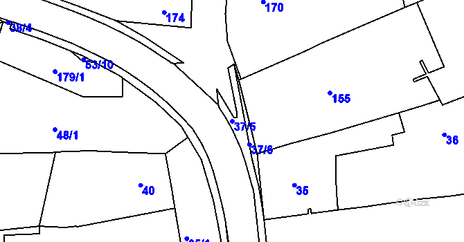 Parcela st. 37/5 v KÚ Dřínov u Kroměříže, Katastrální mapa